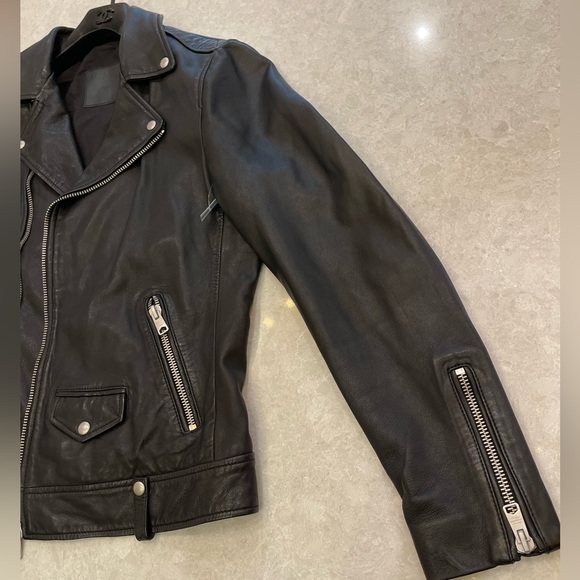 ALLSAINTS Milo Leather Biker Jacket in Black Size S - Picture 13 of 16